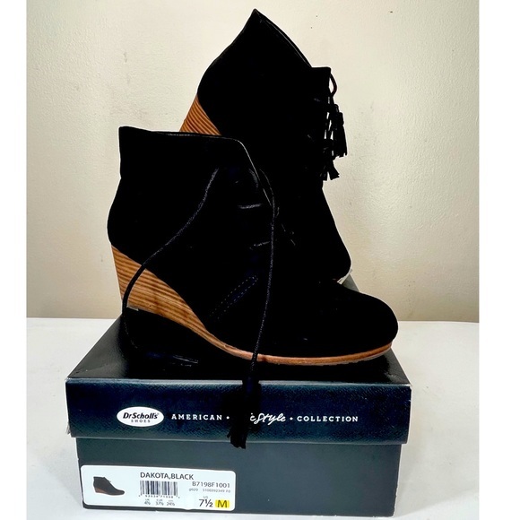 Dr Scholls Women Dakota Wedge Boot Black Size 7.5 M - Picture 2 of 9